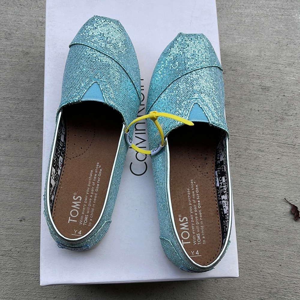TOMS Glittery Light Blue Slip Ons